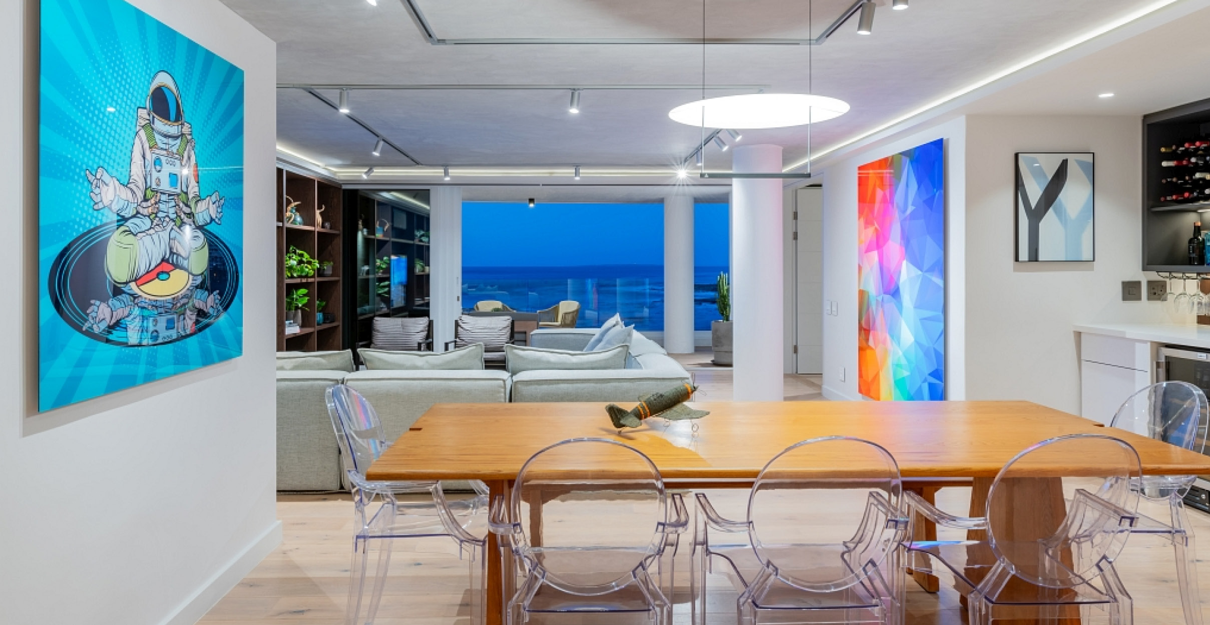 Modern dining room in up market house