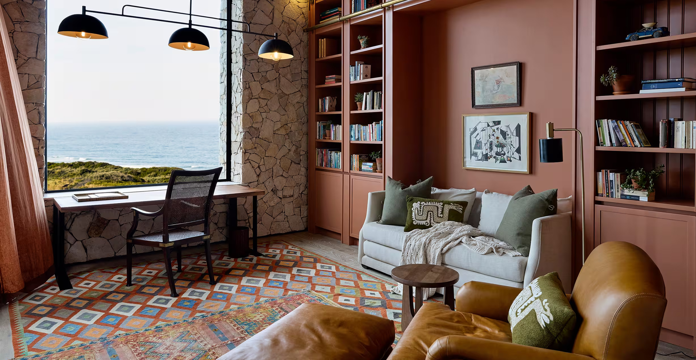 Warm terracotta eclectic residential interior 