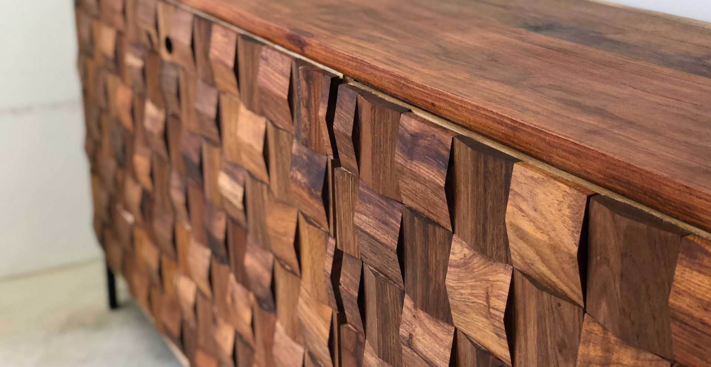 Wooden medium wood textured sideboard 