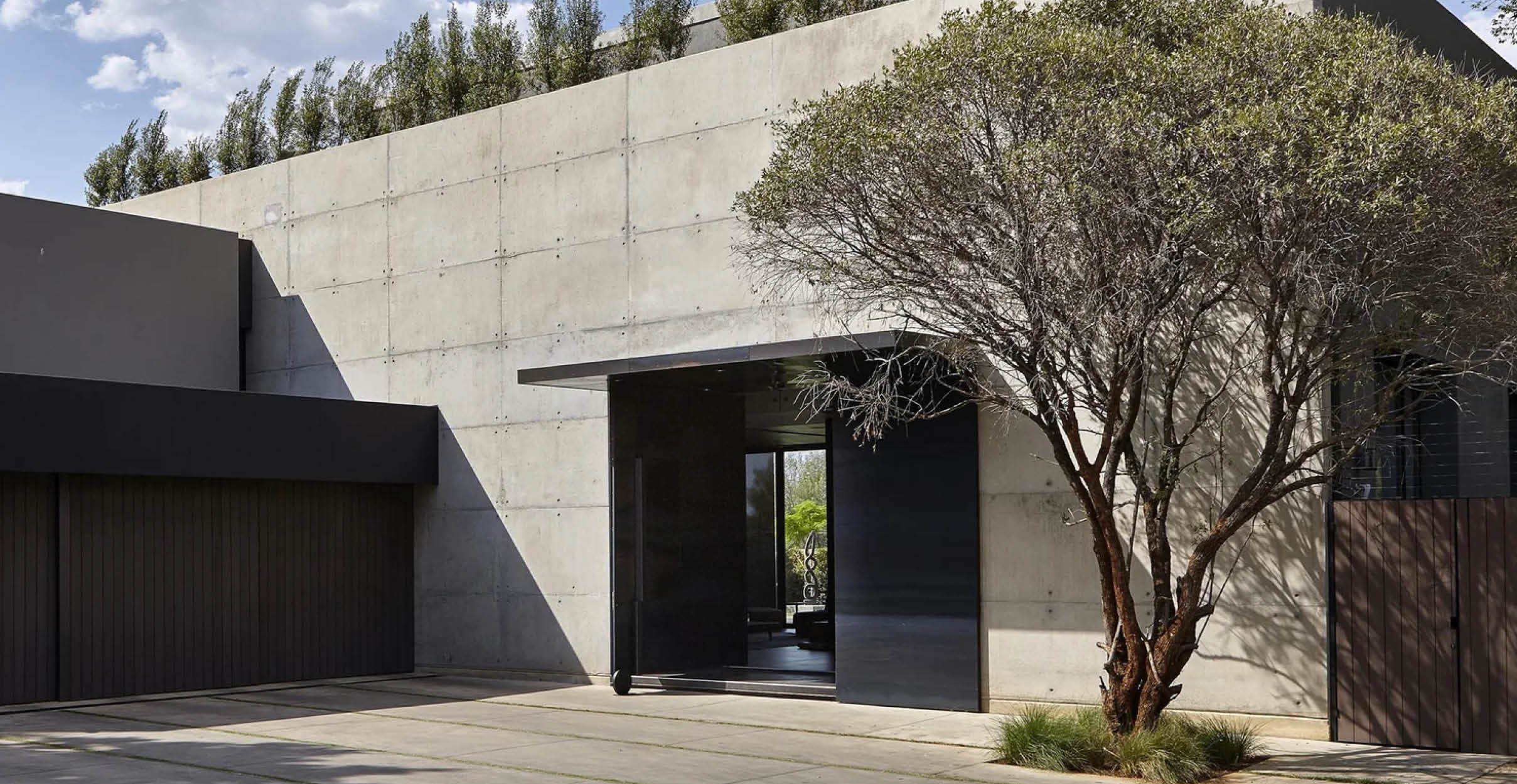 Concrete brutalistic residential home