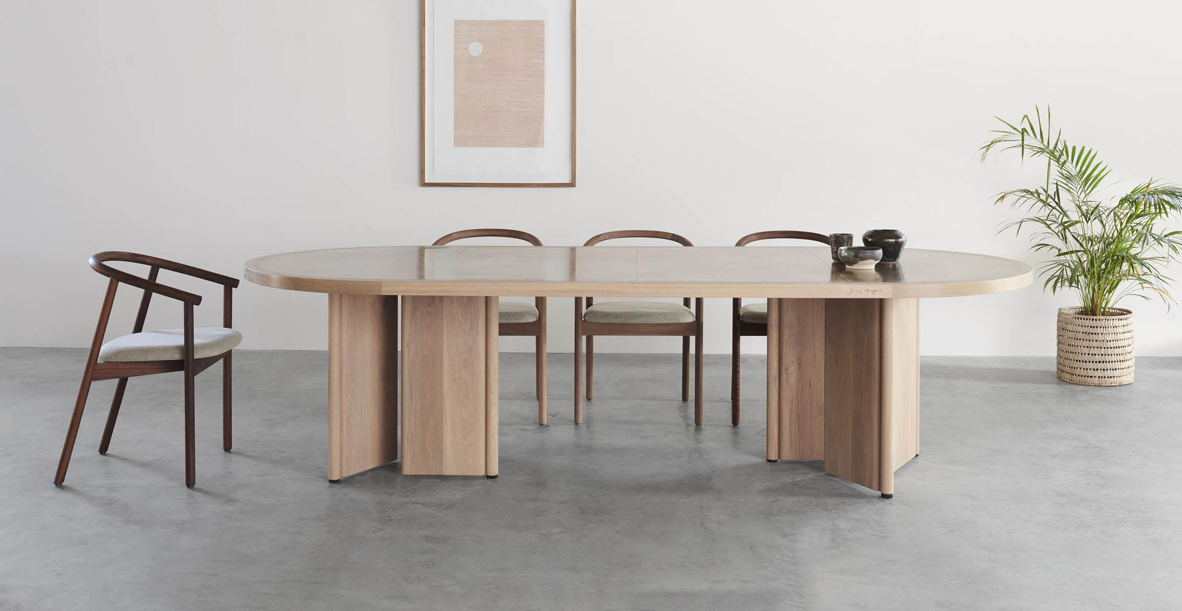 Light wood modern dining table