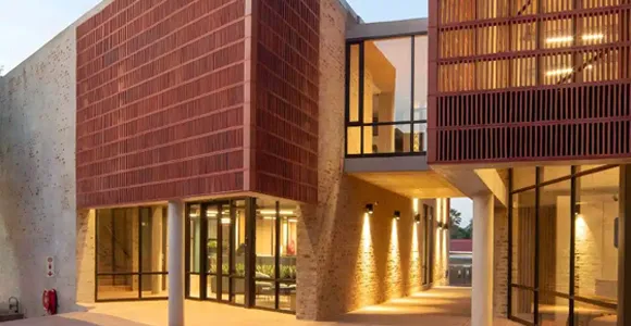 Modern brick and concrete commercial office building