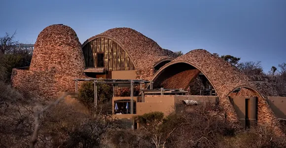 Stone arch buildings in african desert