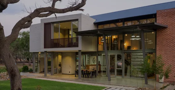 Industrial black rheinzink sheds modern