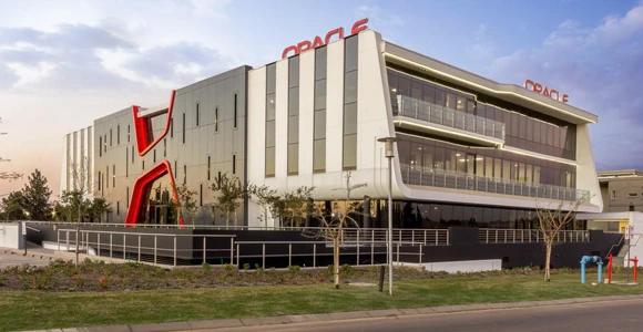 Modern Commercial Building with white and red exterior